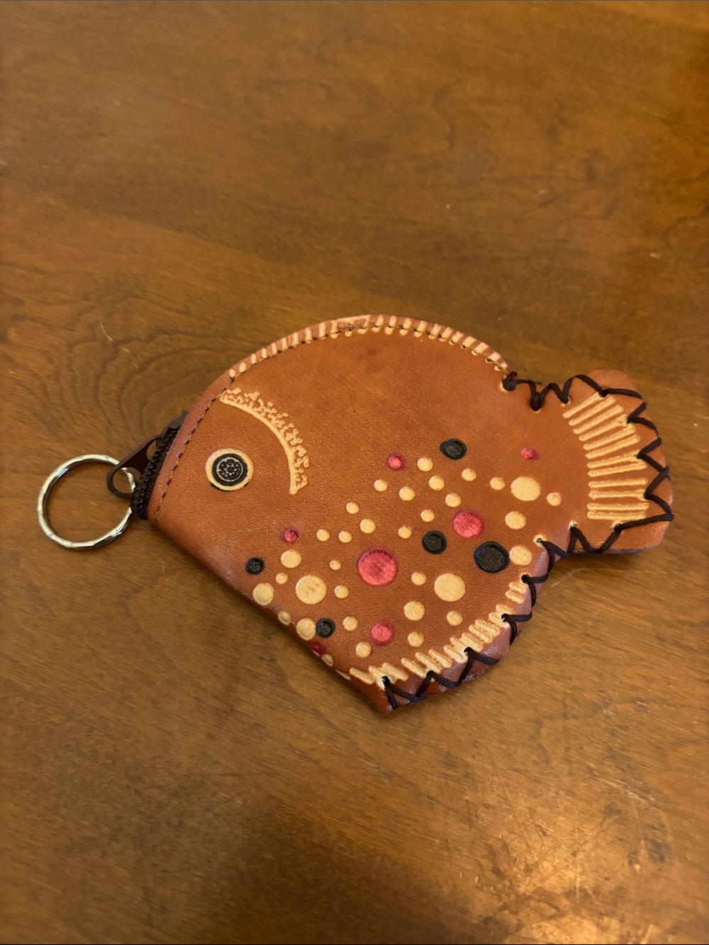 Faux Leather Fish Coin Purse Keychain Pouch Novelty Bag Charm